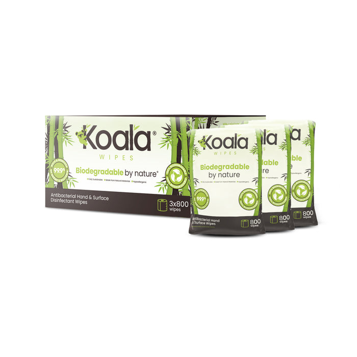 Koala Biodegradable Wipes: 800 Sheets x 3 Rolls | Eco-Friendly Cleaning - Grange Europe Ltd - Online Store