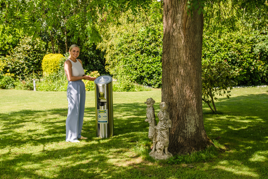 Brushed Stainless Steel Floor Standing Antibacterial Wet Wipes Dispenser with Built-in Waste Bin and Hand Gel Dispenser - Grange Europe Ltd - Online Store