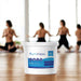 Gym Wipes™ 1000ct refillable bucket with antibacterial wipes in a fitness studio setting.