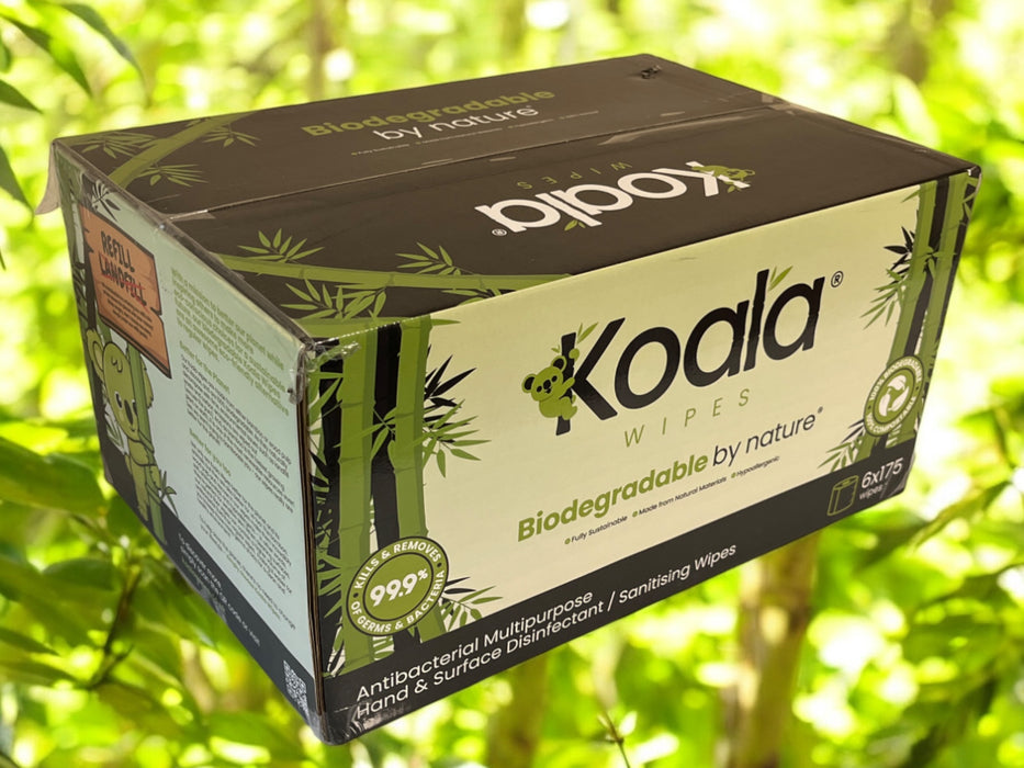 6 x Tubs Koala Biodegradable Antibacterial Wipes | Gentle & Powerful Cleaning