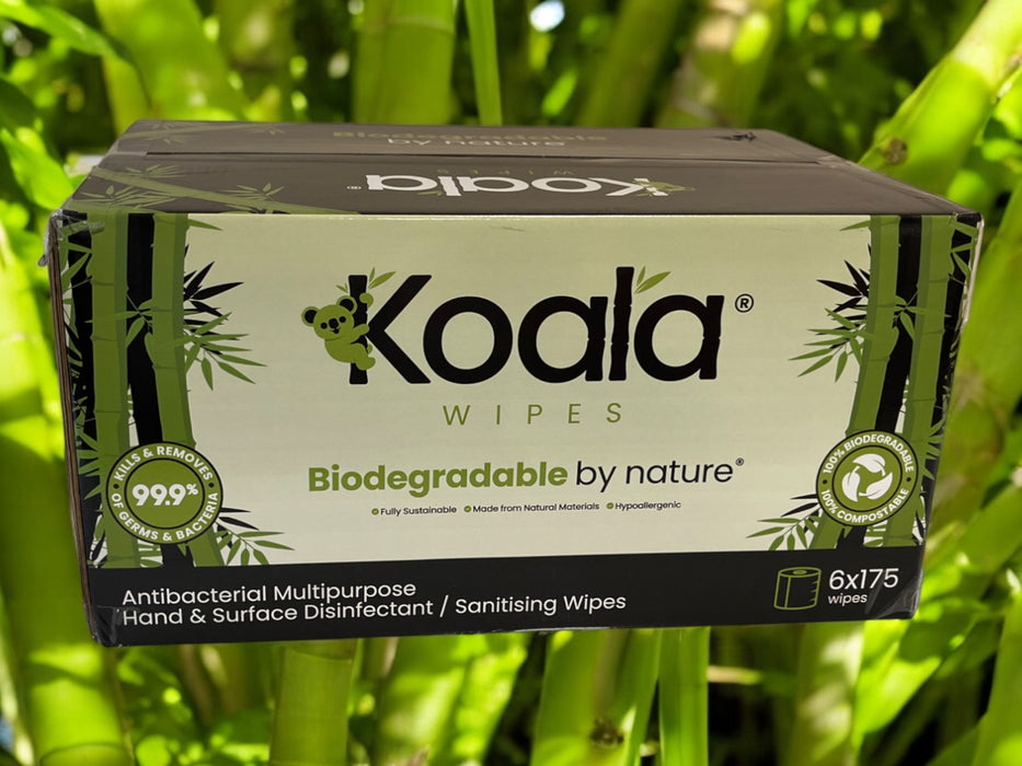 6 x Tubs Koala Biodegradable Antibacterial Wipes | Gentle & Powerful Cleaning