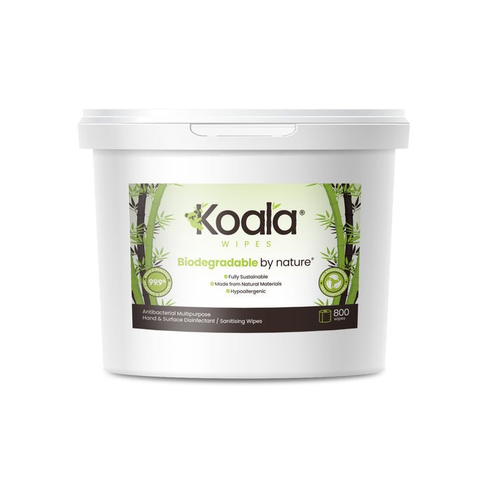 Koala® 800 Sheet XL Biodegradable & Compostable Bucket Wipes: All-Natural Germ-Killing Power for Hands & Surfaces - Grange Europe Ltd - Online Store