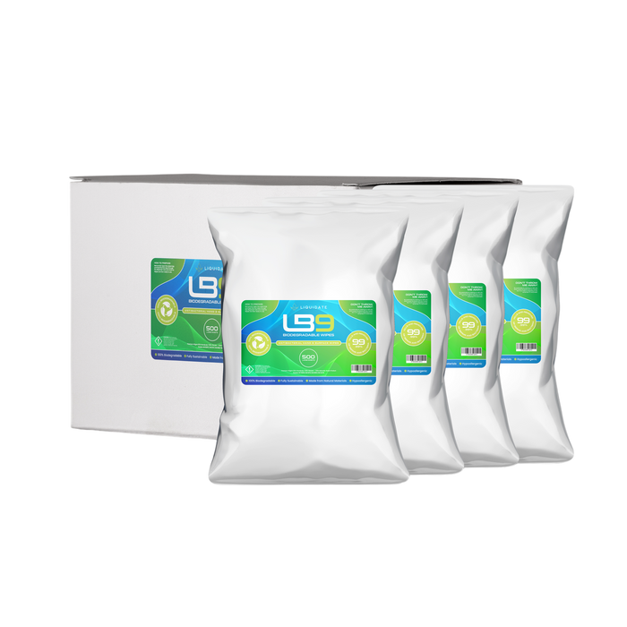 Liquidate® LB9 Biodegradable Wipes: 100% Plant-Based, Compostable, & Effective Germ Removal - Grange Europe Ltd - Online Store