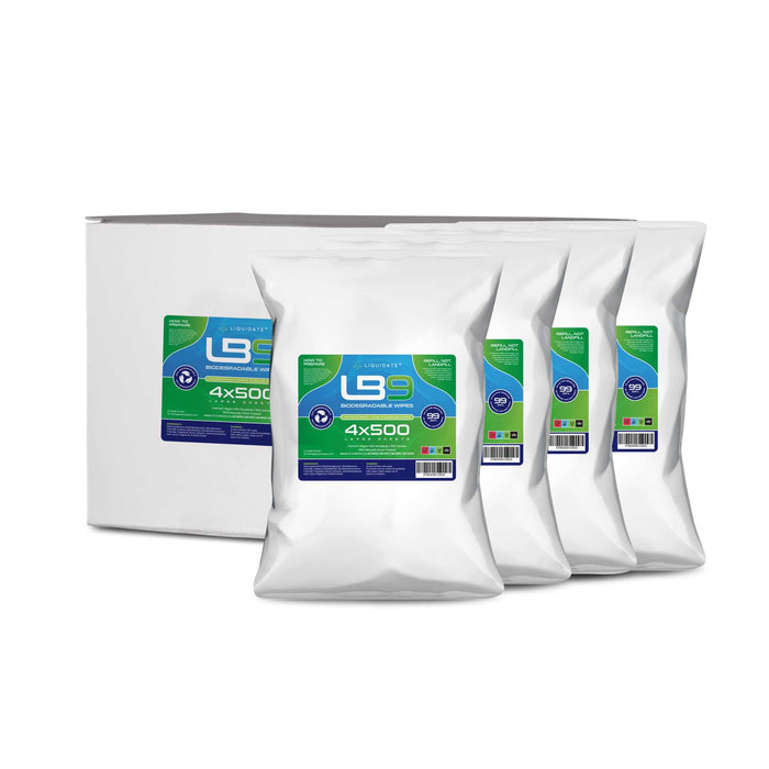 Liquidate® LB9 Biodegradable Wipes: 100% Plant-Based, Compostable, & Effective Germ Removal - Grange Europe Ltd - Online Store