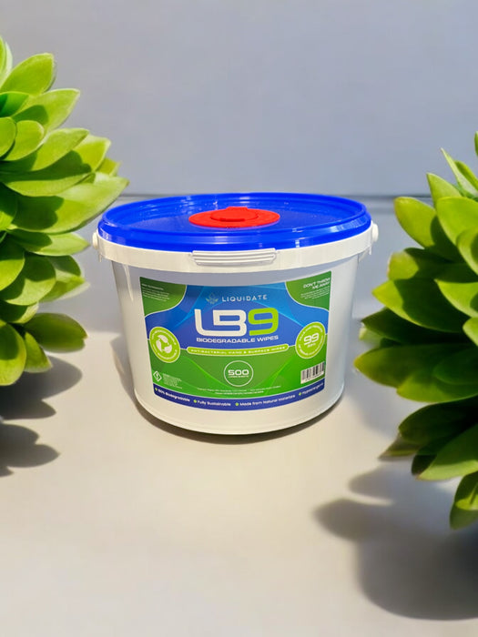 Liquidate® LB9 500: Biodegradable, Compostable Antibacterial Wipes for Hands & Surfaces - Grange Europe Ltd - Online Store