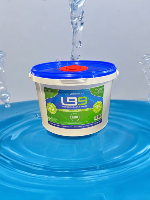 Liquidate® LB9 500: Biodegradable, Compostable Antibacterial Wipes for Hands & Surfaces - Grange Europe Ltd - Online Store