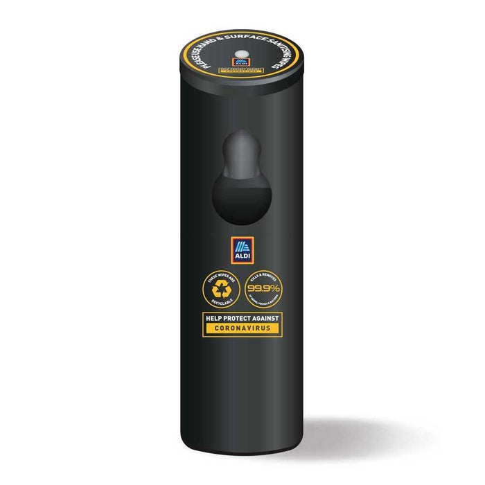 Matt Black Stainless Steel Floor Standing Antibacterial Wet Wipes Dispenser with Built-in Waste Bin and Hand Gel Dispenser - Grange Europe Ltd - Online Store